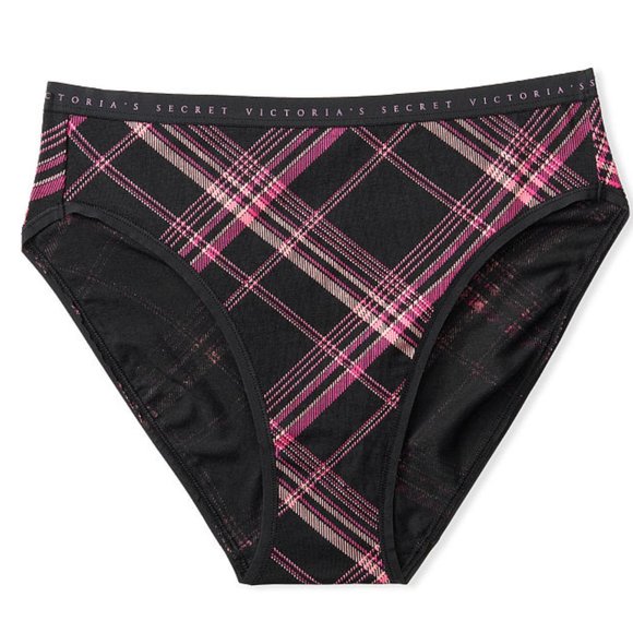 NWT VS M High-Leg Brief Pink Black Plaid - Picture 12 of 16
